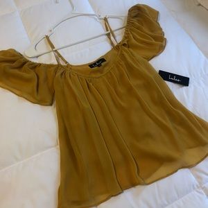 Lulus mustard off the shoulder top